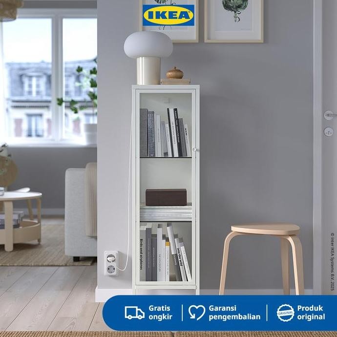 IKEA BAGGEBO Lemari Pajangan dengan Pintu Kaca 34x30x116 cm - Tidak Dirakit ZS