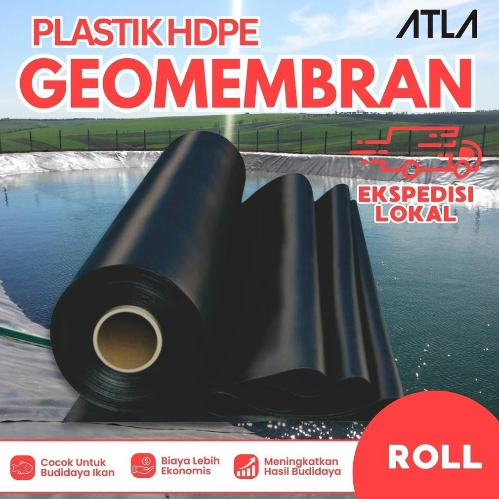 EKSPEDISI LOKAL Plastik HDPE Geomembran Hitam 1 Roll Geomembrane Terpal Kolam Ikan