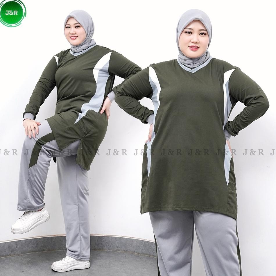 Stelan Baju Olahraga Muslimah Manset Ukuran Jumbo Up To 120 Kg