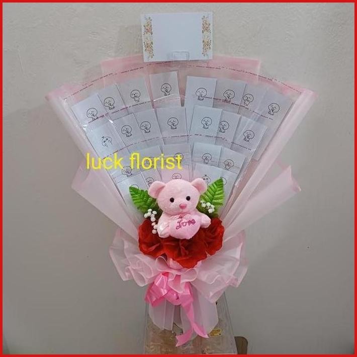 BUKET UANG KOSONG 20 SLOT,BONEKA BEAR LOVE,BUNGA PALSU,BUAT ULTAH
