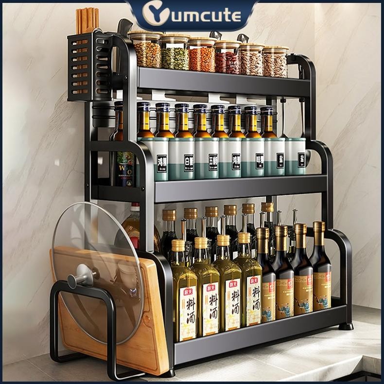 Rak Bumbu Dapur Rak Pengatur Botol Bumbu Minyak Garam Saus dan Cuka Multifungsi