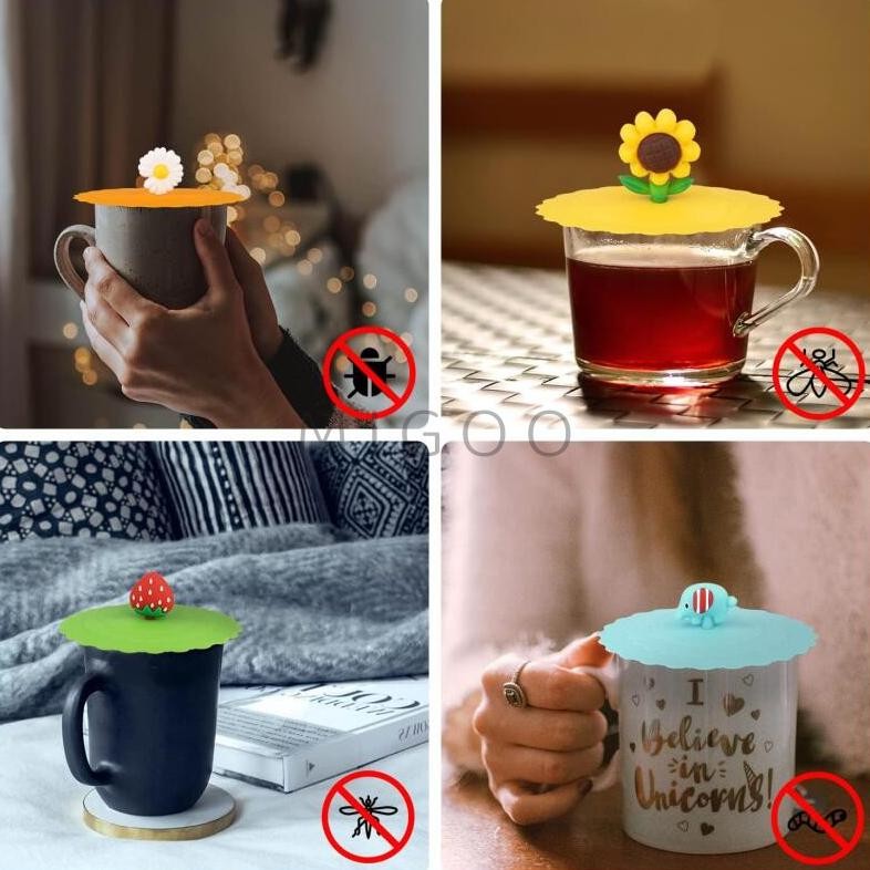 Bisa Cod Tutup Gelas Cangkir Silikon Karakter Kartun / Tutup Gelas Silikon / Penutup Gelas ||