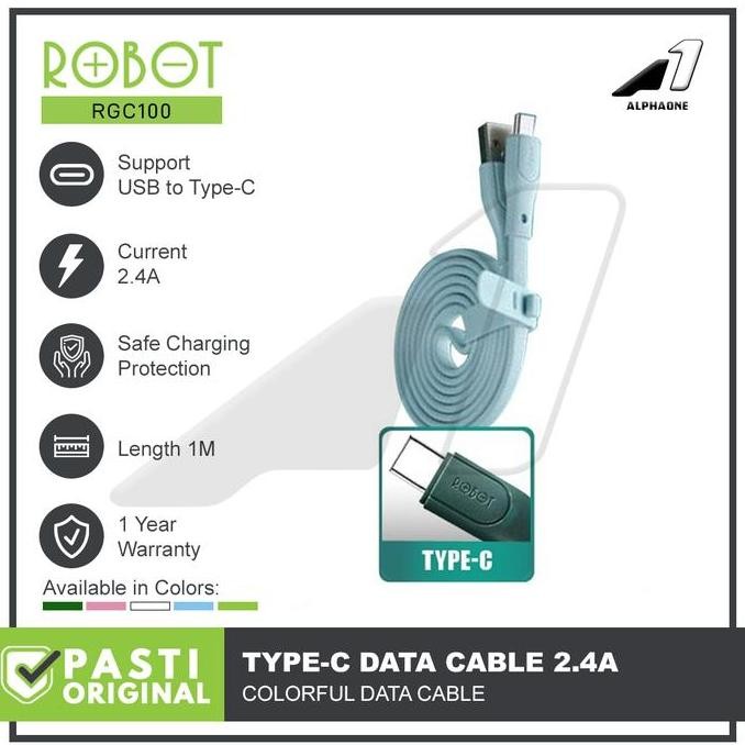 ROBOT Kabel Data Type C RGC100 Kabel Charger Casan HP Quick Charge