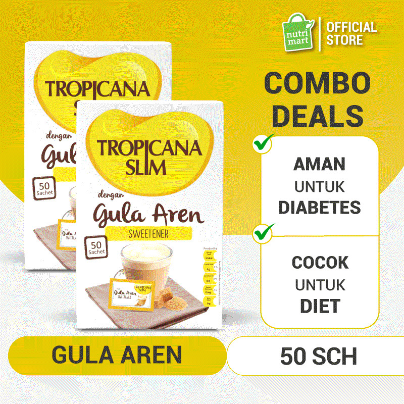 Twin Pack - Tropicana Slim Sweetener Gula Aren 50 sachet - Pemanis untuk Bantu Batasi Gula