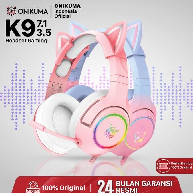 INSTAN HEADSET GAMING ONIKUMA K9 7.1 ALL SURROUND SOUND-HEADSET GAMING CUTE-HEADSET KUCING-HEADSET G