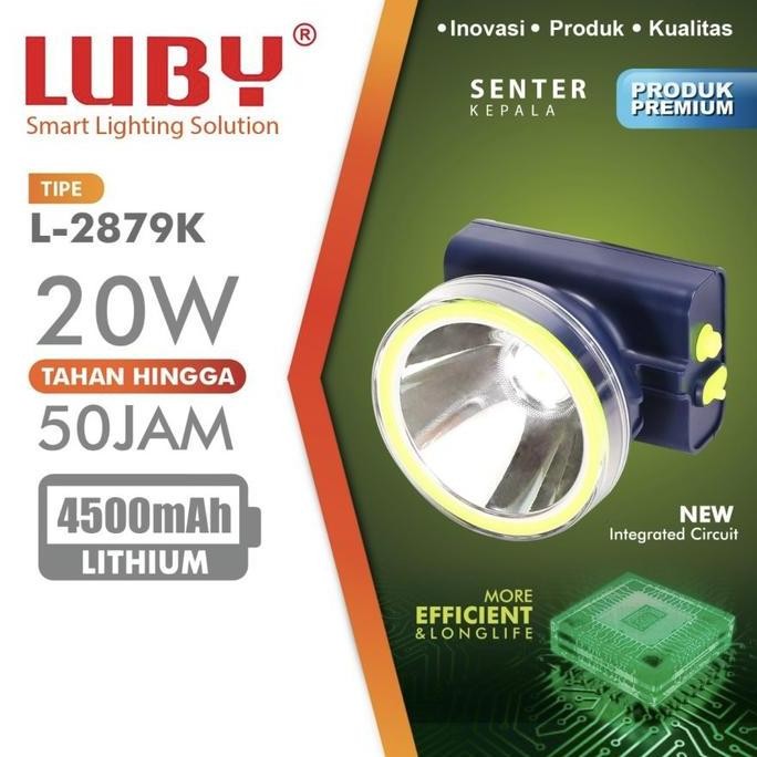 Senter Kepala Head Lamp Luby L-2879K 20Watt Nyala Lampu Putih Kuning