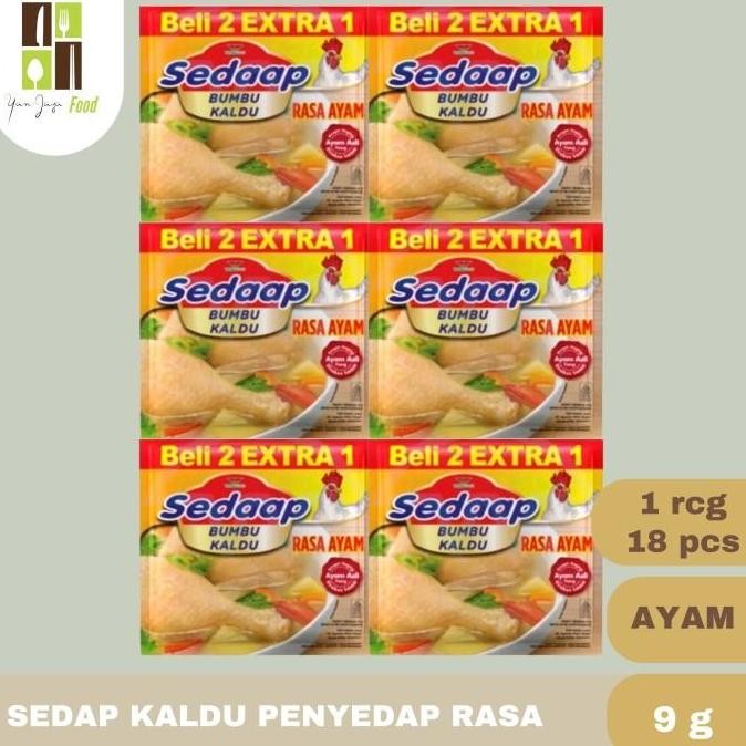 

Sedap Bumbu Kaldu Garing Penyedap Rasa Ayam/ Sapi 9GR 1 Renceng / 18 PCS