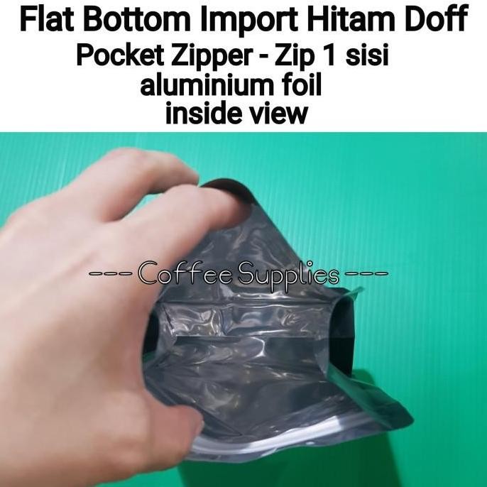 

FLAT BOTTOM IMPORT S VALVE BLACK HITAM DOFF KEMASAN KOPI 250g coffee