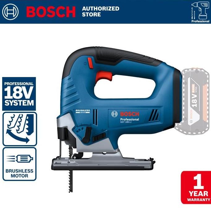 Bosch Brushless Jigsaw / Jigsaw Baterai 18 Volt GST 185-LI (UNIT ONLY)