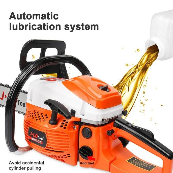 JLD Mesin Gergaji Potong Kayu Bar Chain Saw 20inch 54.6CC 2Tak Gardan Baja 2200W 11500 RPM Mesin Sen