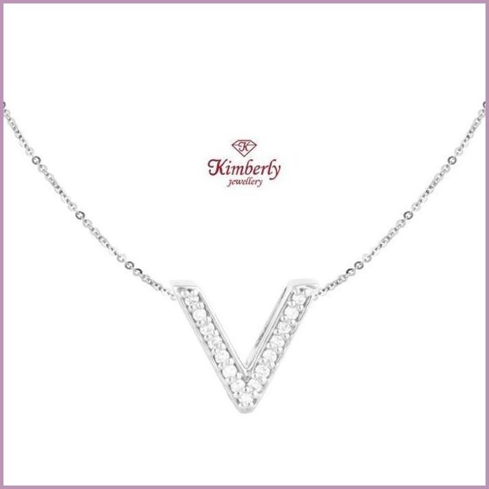 NEW LIONTIN INISIAL/ HURUF V + KALUNG EMAS - KIMBERLY JEWELLERY READY