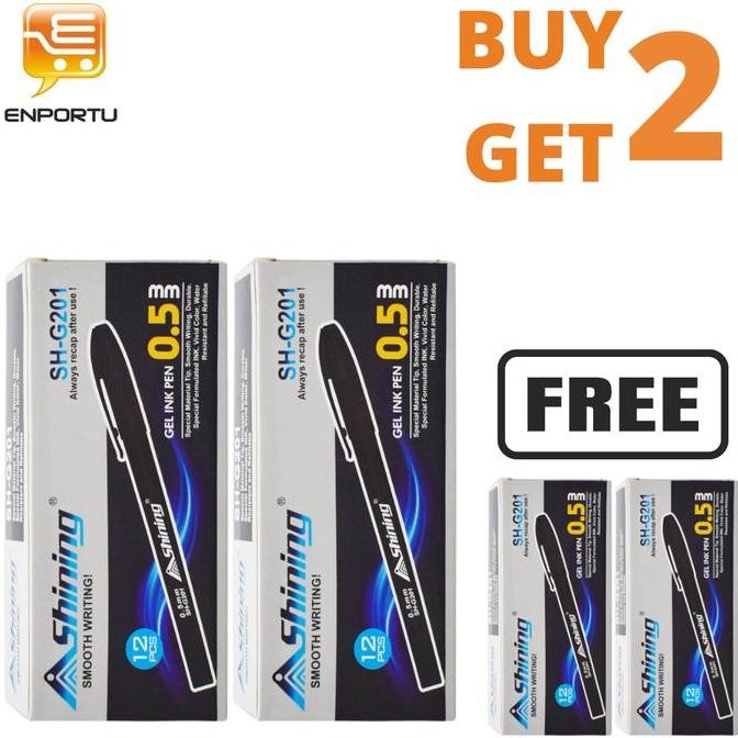 

BUY 2 GET 2- Pulpen Gel Shining Warna Hitam SHG-201 (4 Lusin)