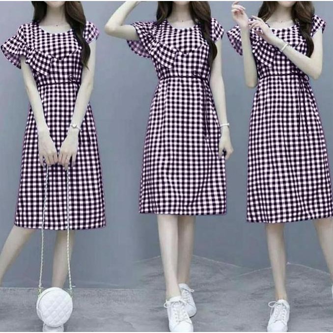 Df285>> / Aulia Kotak Dres / Vl / Baju Kondangan Remaja / Baju Pesta / Dress / Dres Wanita / Dress M