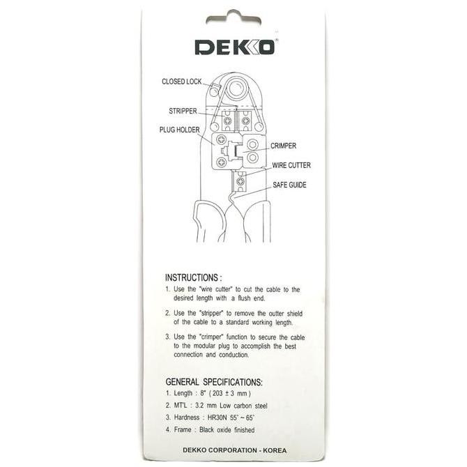 Tang Crimping Modular Plug Dekko 1003 - 4P/4C - For RJ9-RJ10