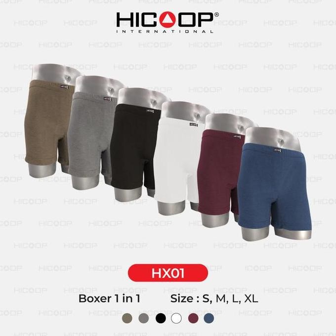 COD Hicoop Celana pendek polos pakaian dalam HX-01 Boxer Hitam