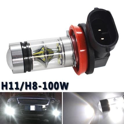 Sepasang Lampu Kabut Lampu Led Mobil Super Terang 100W Lampu Depan Mobil Headlamp Foglamp H11 H8
