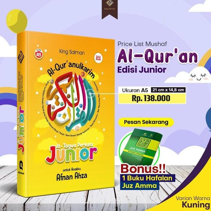 Quran King Salman Junior - Bonus Juz Amma - Bisa Custom Nama - Kuning