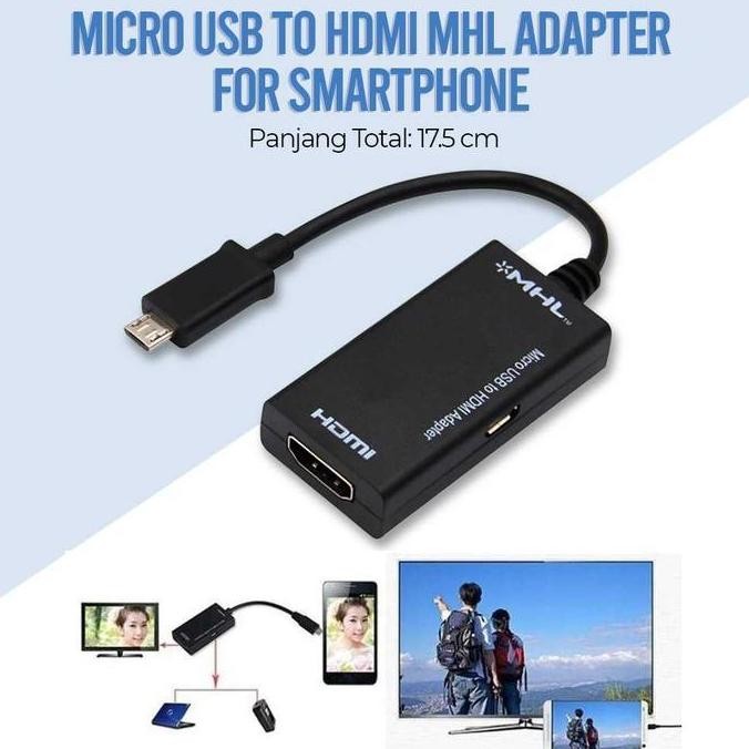 Adaptor Micro Usb Ke Hdmi Mhl 1280X720  - Konverter Hp Smartphone Ke Tv Monitor Proyektor Original A