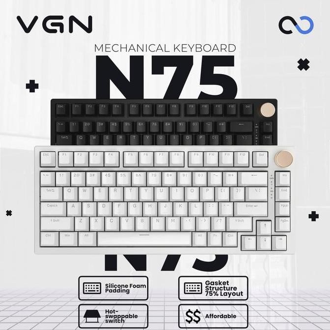 VGN N75 / N-75 NON-RGB Hotswap Gasket Mount 75% Mechanical Keyboard
