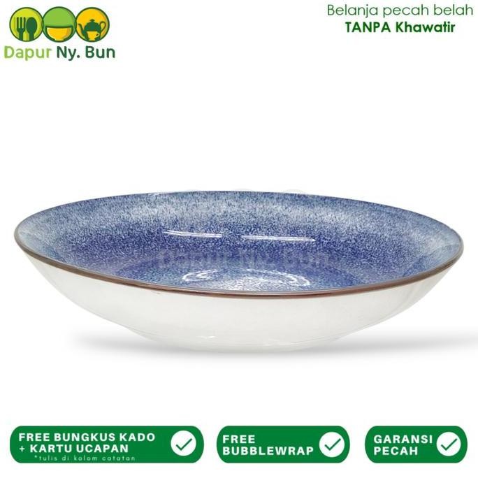 Piring Saji, Piring Makan, Mangkok Keramik Reactive Blue / Hokita