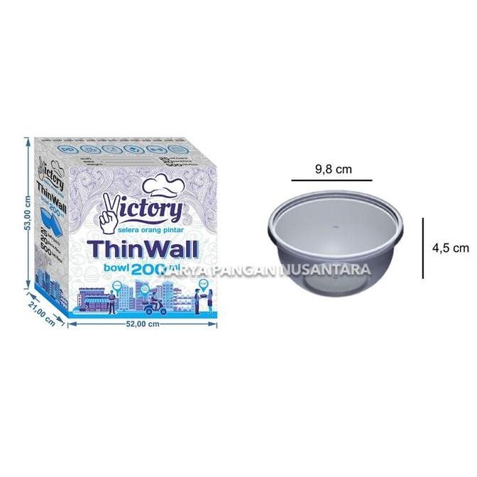 THINWALL VICTORY BOWL 200 ML CUP MANGKOK PLASTIK THIN WALL DUS 500