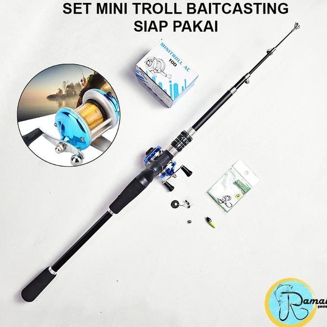 1 Set Alat Pancing Mini Trolling Baitcasting 8-16 Lbs