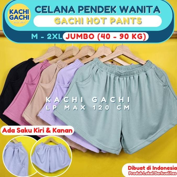 Df188>> Hot Pants Wanita Jumbo / Celana Kolor Wanita Big Size - Gachi Plain