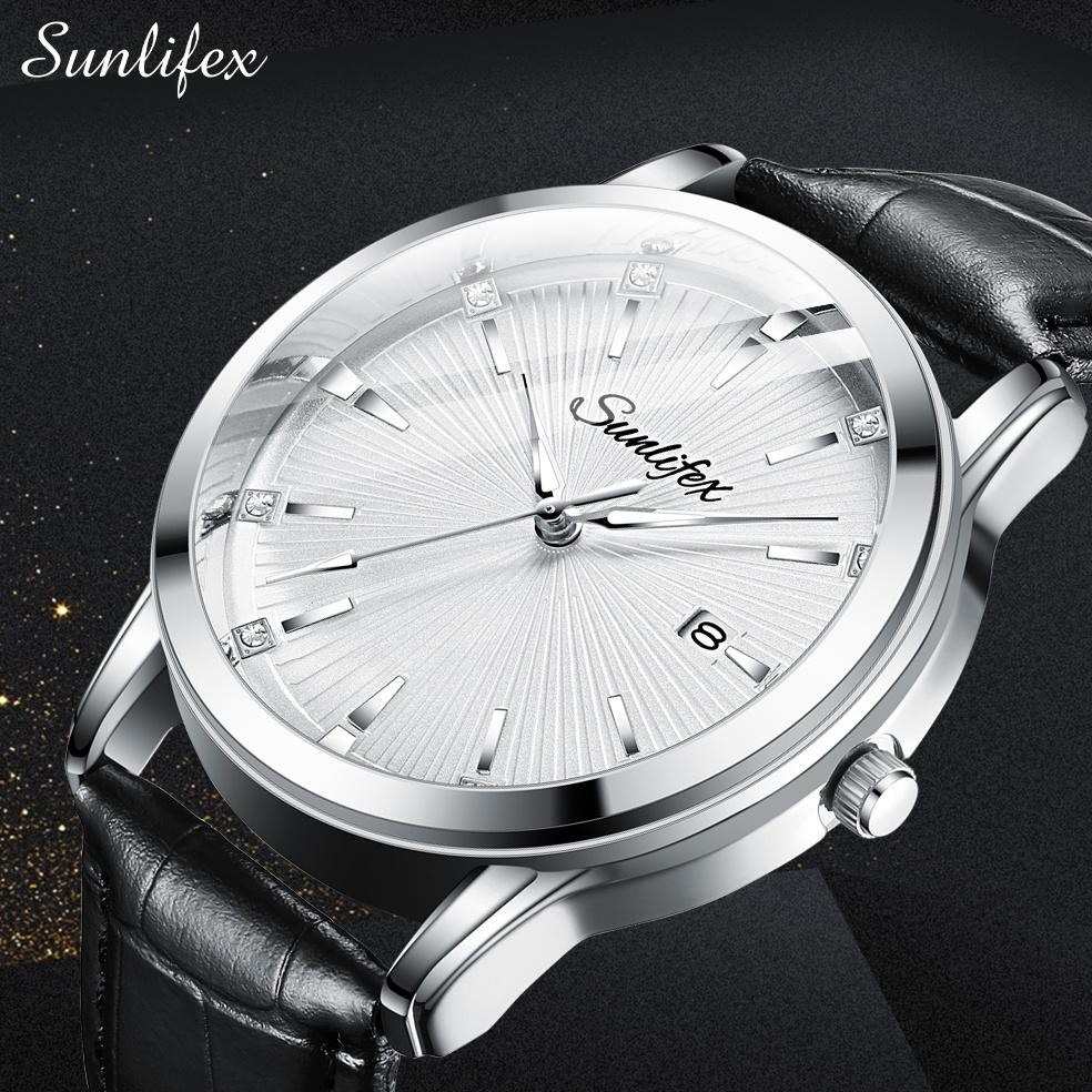 Viral Sunlifex Jam Tangan Pria Original Kalender Tali Kulit Pria Anti Air Bisnis Jam Tangan Cowok Jh
