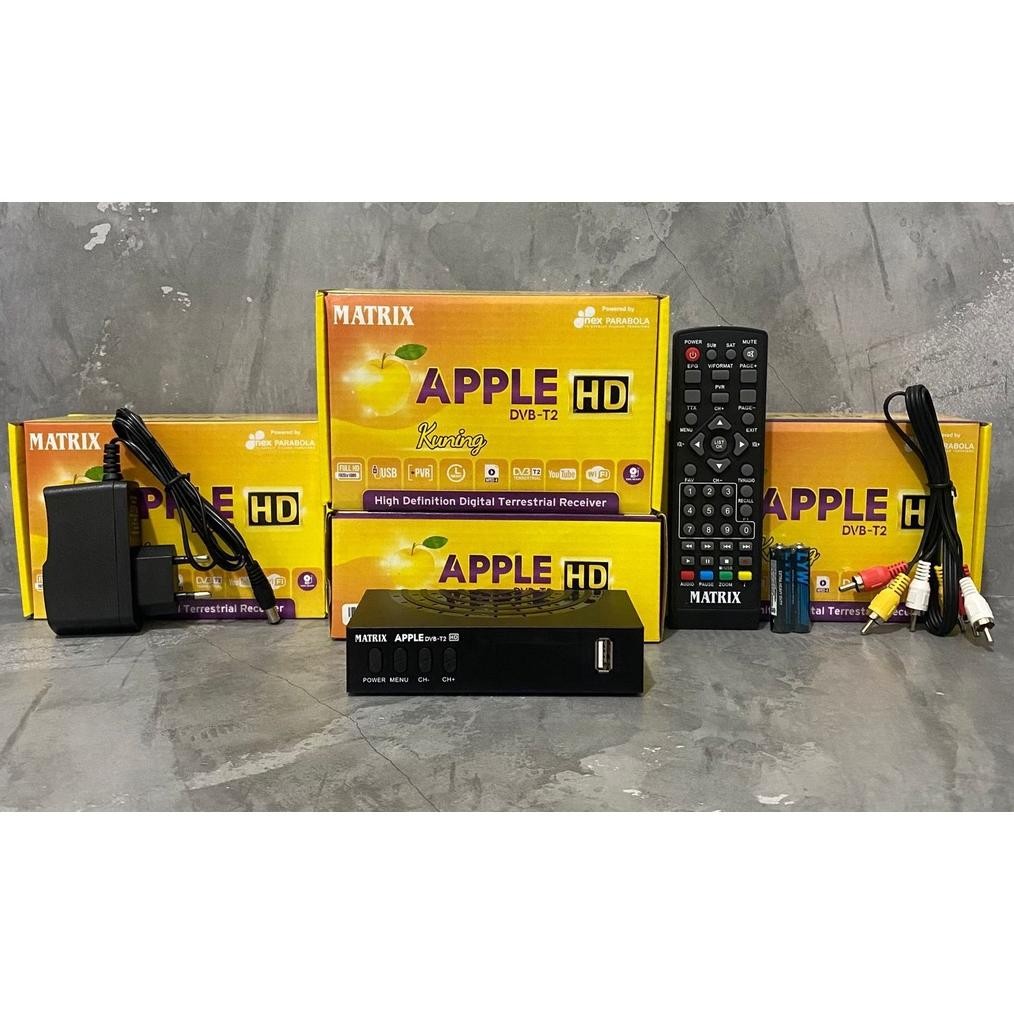 Stb Set Top Box Dvbt2 Matrix Apple Kuning Untuk Siaran Tv Digital/ Nex Parabola / Set Top Box