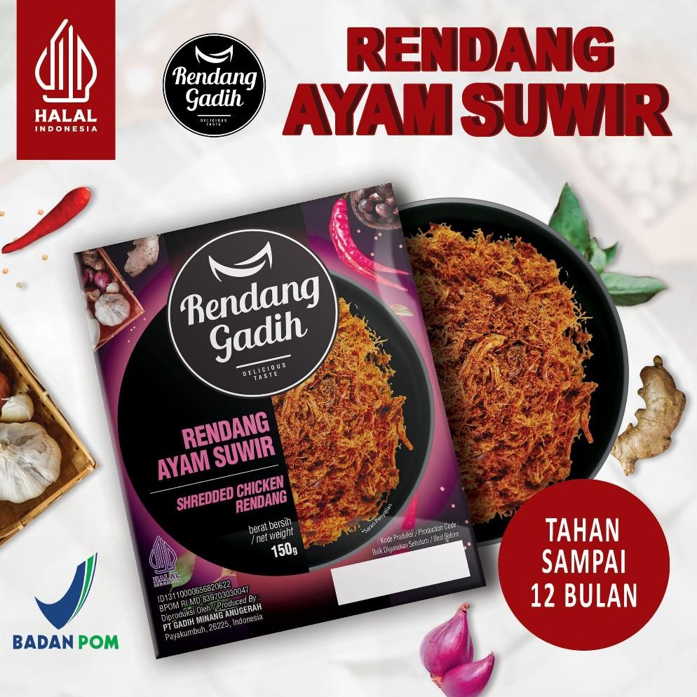 

READY STOK Rendang Gadih - Rendang Daging Ayam Suwir 150 g Siap kirim