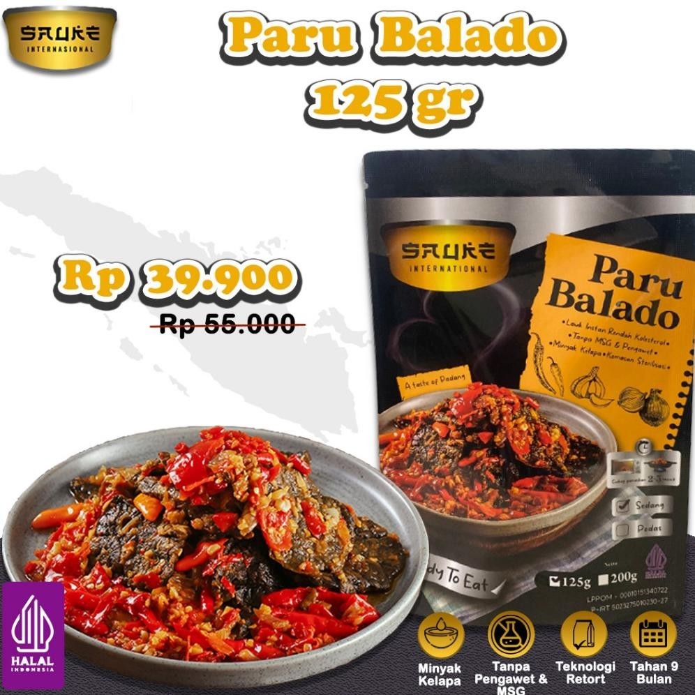 

TERMURAH SAUKE Paru Balado 125gr Makanan Siap Saji Siap kirim