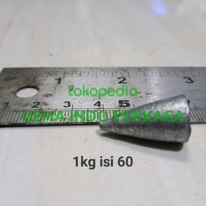 timah kerucut pancing 1kg isi 60