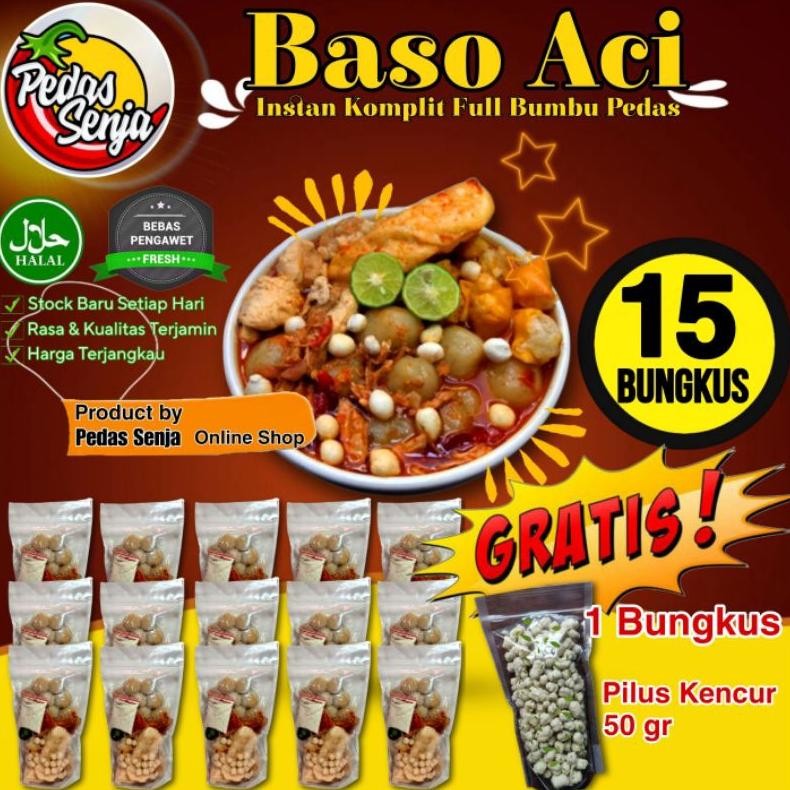 

READY STOK 15 BUNGKUS Paket Usaha Baso Aci Instan Komplit Full Bumbu Kaldu Kuah Pedas Siap kirim