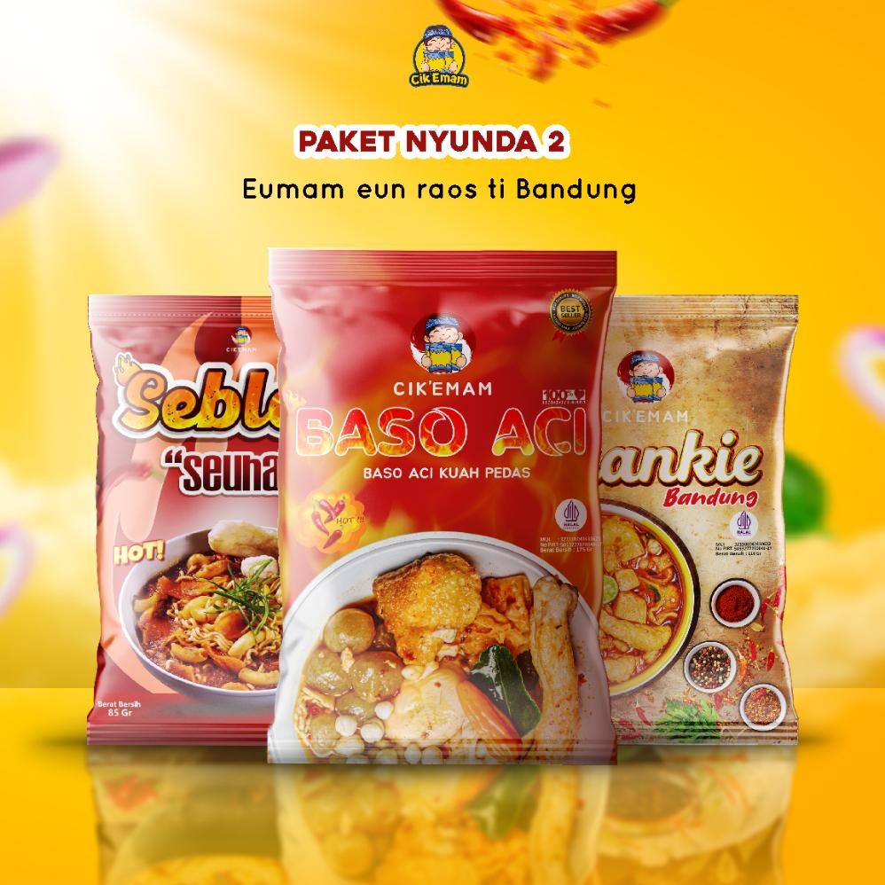 

TERLARIS Cik'Emam Paket Nyunda (Baso Aci, Seblak, Cingrea, Cuankie Bandung) - Jajanan Halal Khas Bandung Siap kirim