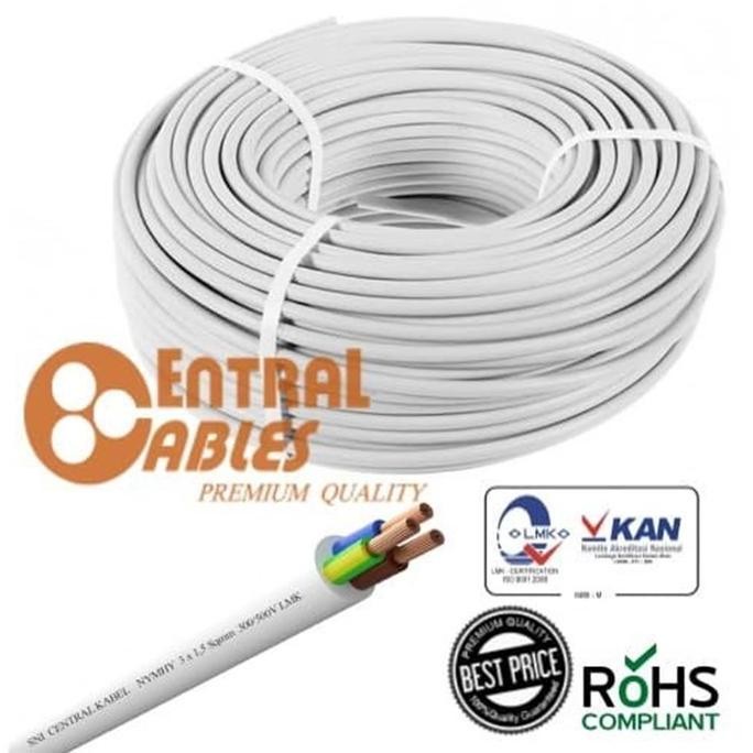 Promo SNI CENTRAL NYMHY 3x1.5 mm 500V 50M( H05VVF RVV Kabel Listrik Serabut NYMHY 3x1,5mm NYMHY 3x1.