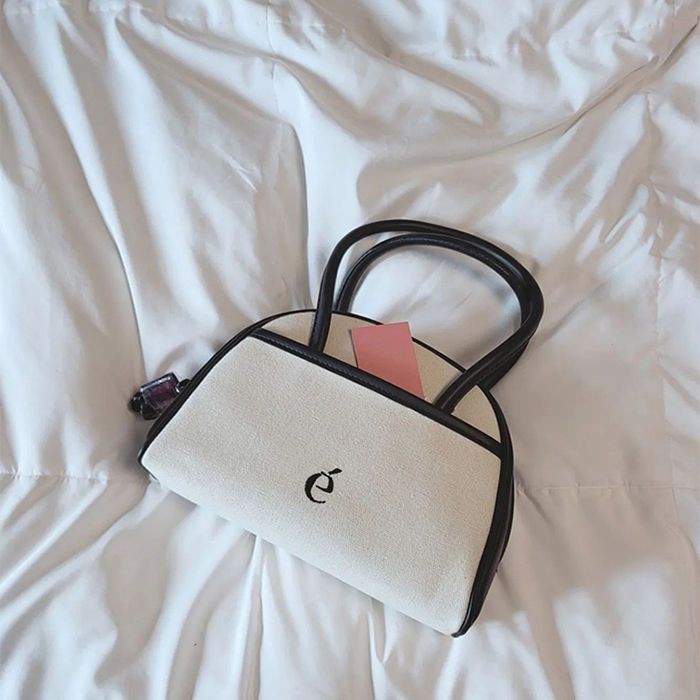 [COD] Tas bahu serbaguna kanvas warna kontras desain Korea tas tangan setengah lingkaran Boston