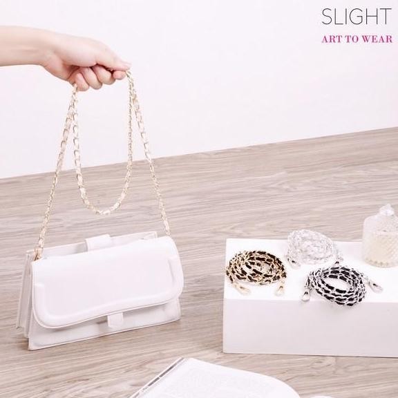 DV152 - Rantai Tali Tas Clutch Panjang Stella Hitam Putih Gold