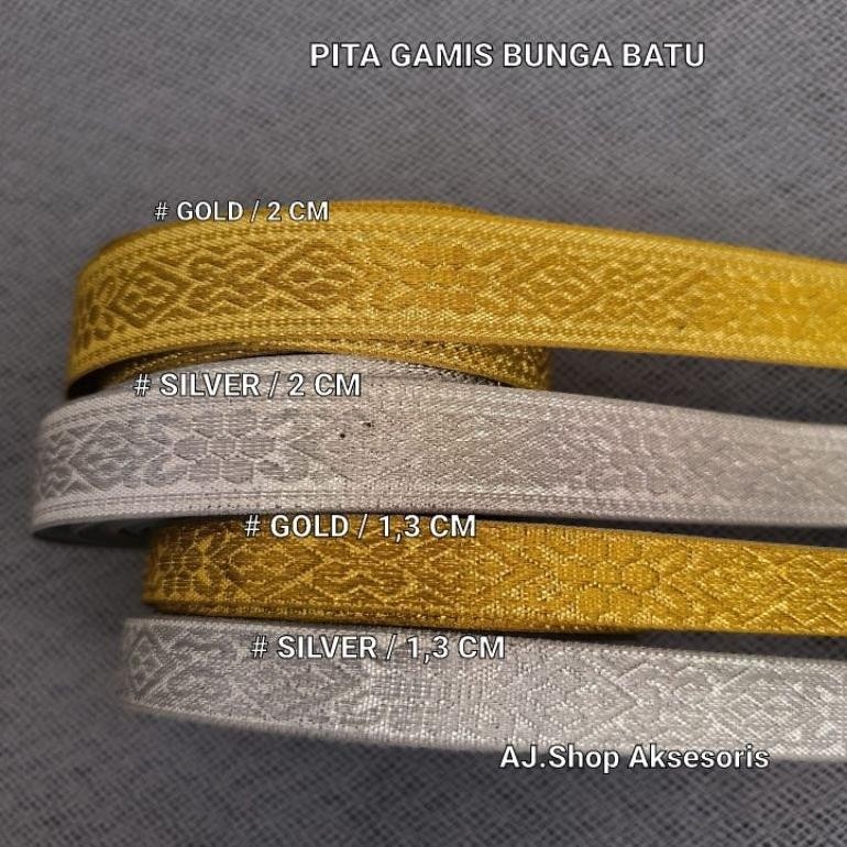 

Bisa Cod Pita Renda Gamis Emas Perak / Pita Renda Bordir Gold Silver Lebar 2 Cm/ 2,5 Cm/3 Cm / 1/2 Inch Df-7