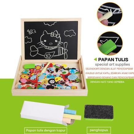 [Kecil Educational Magnetic Puzzle Board 100 Pcs Mainan Papan Tulis Anak Mainan Bayi Kreatif Ad-56