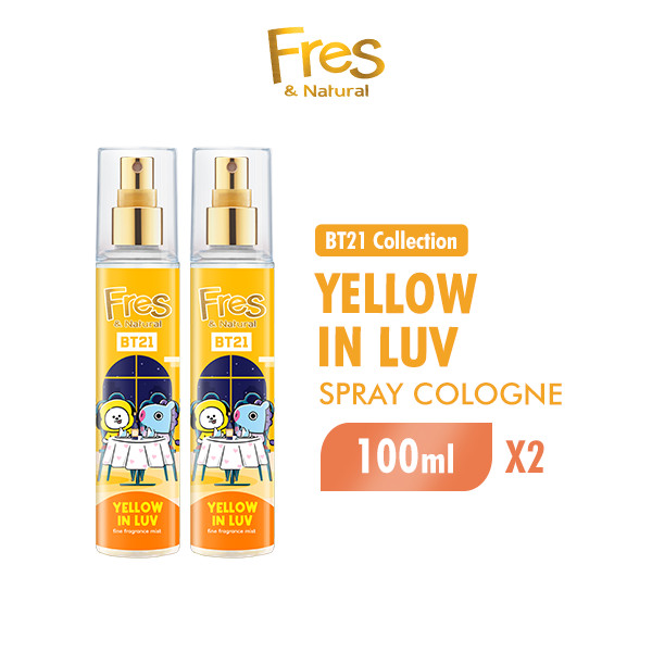 Fres & Natural Spray Cologne BT 21 Yellow In Luv Botol 100 ml x2
