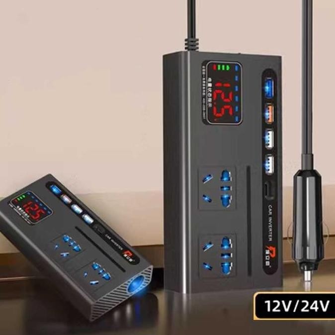 Power Inverter Mobil DC 12V to AC 220V Power Outlet USB charger [terbaik]