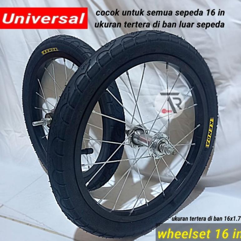 Bf888S Roda Sepeda 16 Lengkap Sudah Di Pasang Ban 16X1.75 Kenda / Wheelset Sepeda 16 X 1.75 Kenda Si