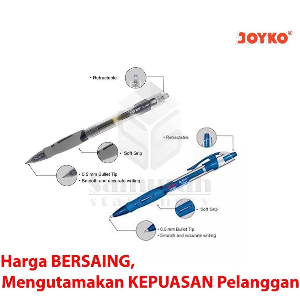 

Original Gel Pen Joyko Q Gel Gp 265 / Gelpen Qgel Gp-265 0.5 Mm / Pulpen Jk Gp265 Hitam Biru Merah Cetek Fx-4