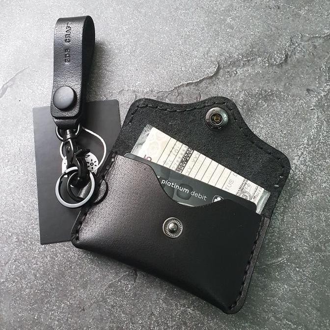 Dompet Pria Minimalis Bds Diablo Buffalo Black - Leather Mini Wallet
