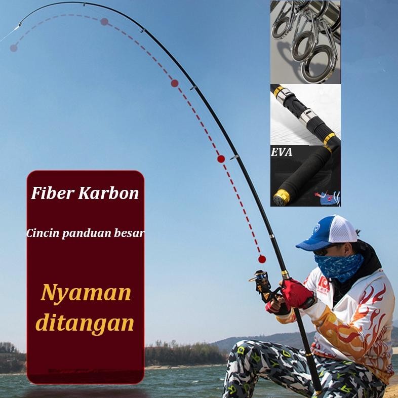 Termurah Lucky Man - Set Joran Pancing 2.1M/2.4M/2.7M Set Joran Pancing Serat Karbon Karbon/Spin Cas