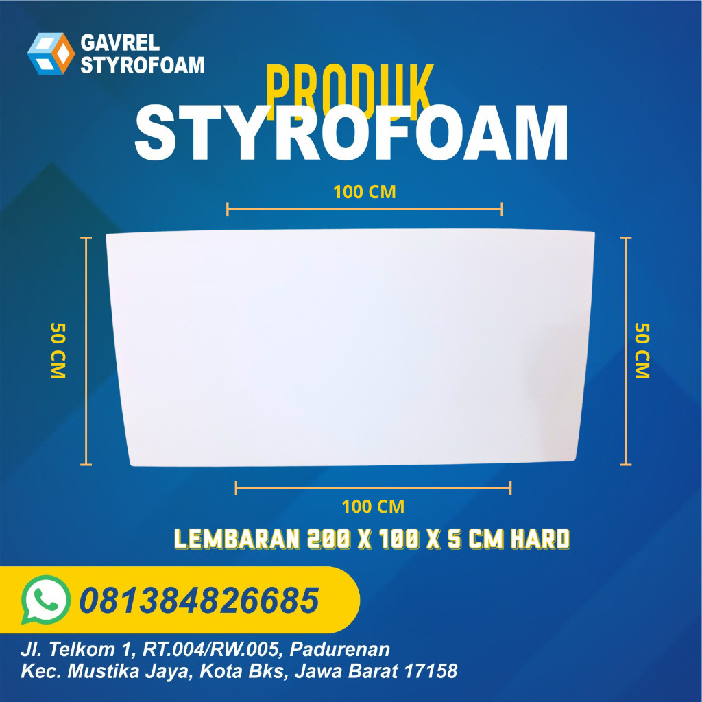 Styrofoam Lembaran 200 x 100 x 5cm Tebal Styrofoam 5cm HARD
