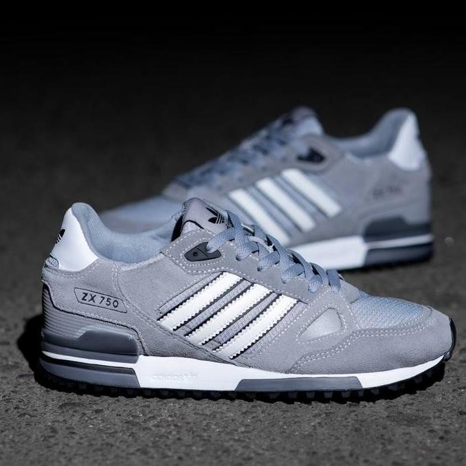 Sepatu Sneakers Casual Original ADIDAS ZX 750 GREY WHITE