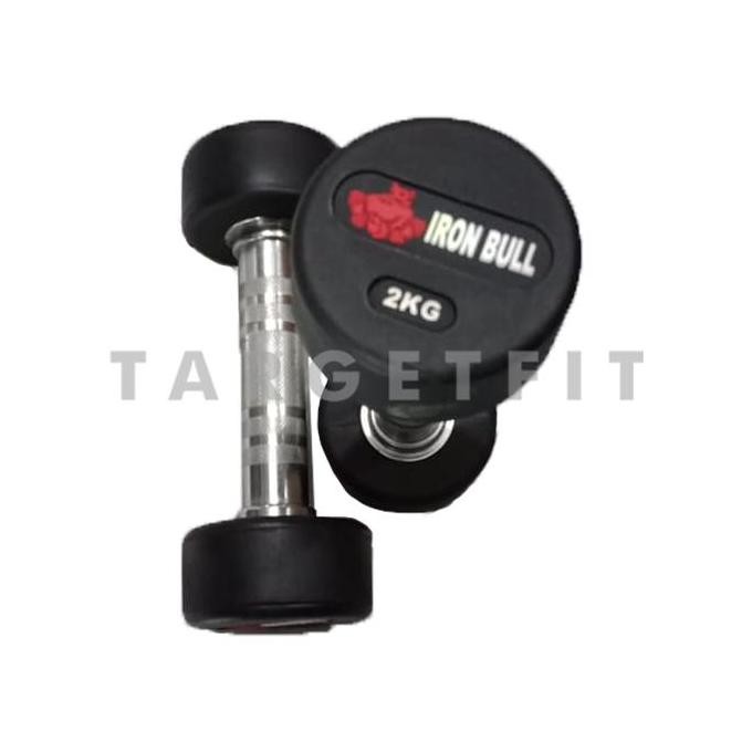 PROMO DISKON - IRON BULL RUBBER DUMBBELL 2kg 2pcs