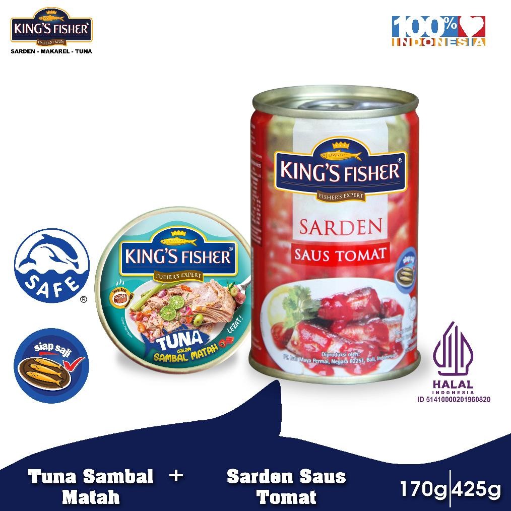 

READY STOK Paket 2 pcs King's Fisher Sarden saus tomat 425g dan Tuna sambal matah 170g Makanan Kaleng Siap kirim
