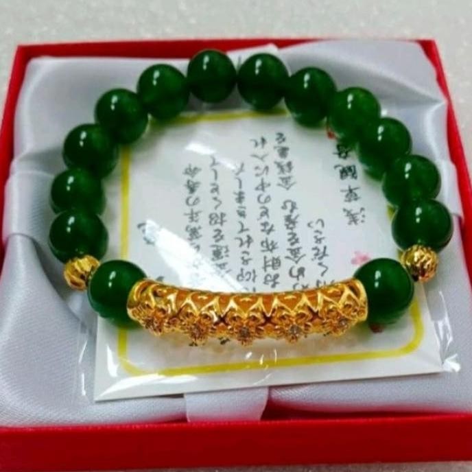 Gelang Batu Giok Kombinasi Pipa